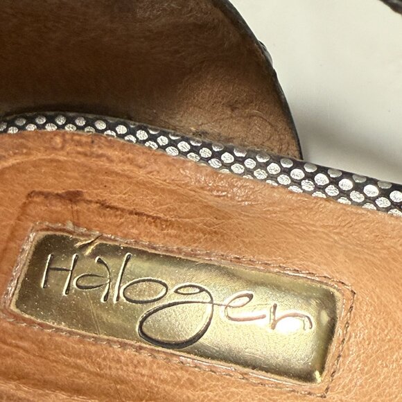 HALOGEN Olson Flats Women's 7 Studded T-Strap Black GREY Leather Edgy Workwear - Picture 3 of 15